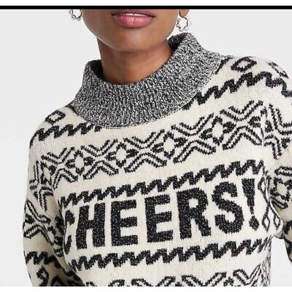Women's Winter Cheers Crewneck Pullover Oversize Sweater Target White Medium - Picture 1 of 10